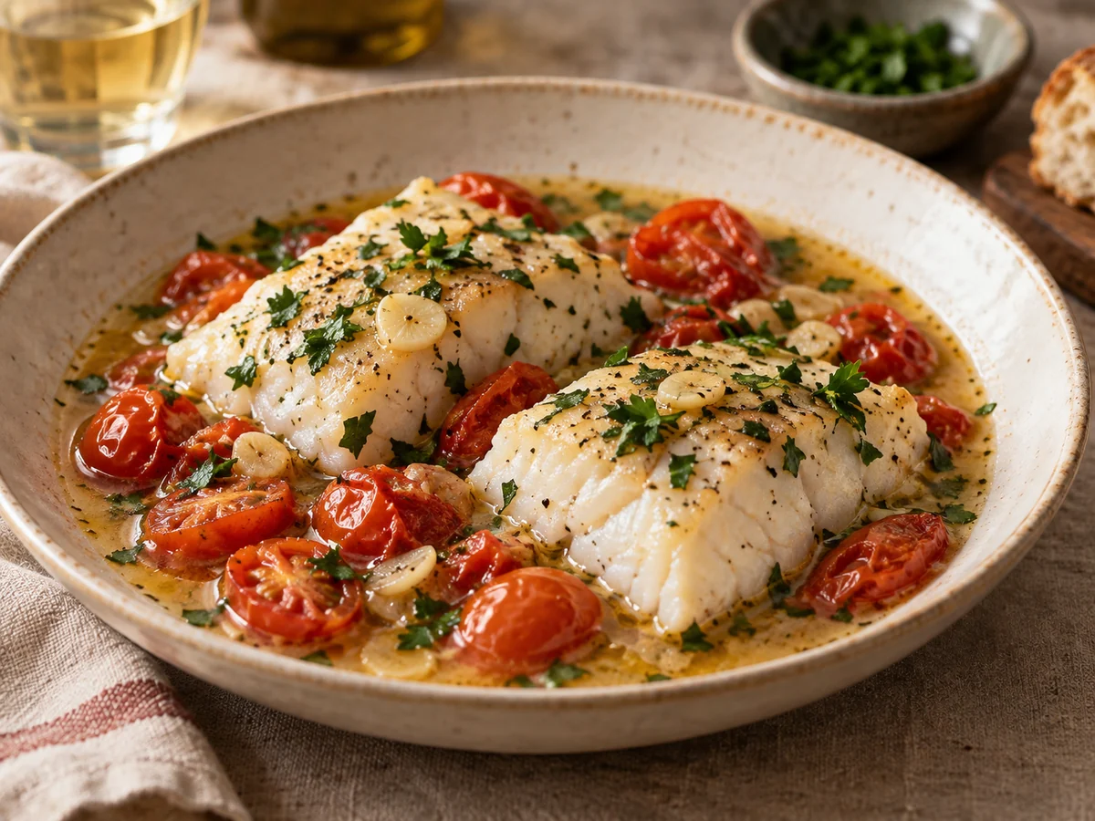 Torsk all'acqua pazza, italienska rätt från Behnaz kök