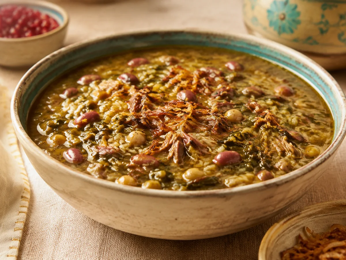 Ash-e sholeh ghalamkar, persiska rätt från Behnaz kök