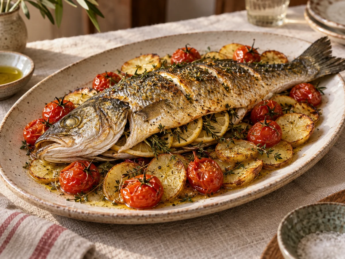 Branzino al forno, italienska rätt från Behnaz kök