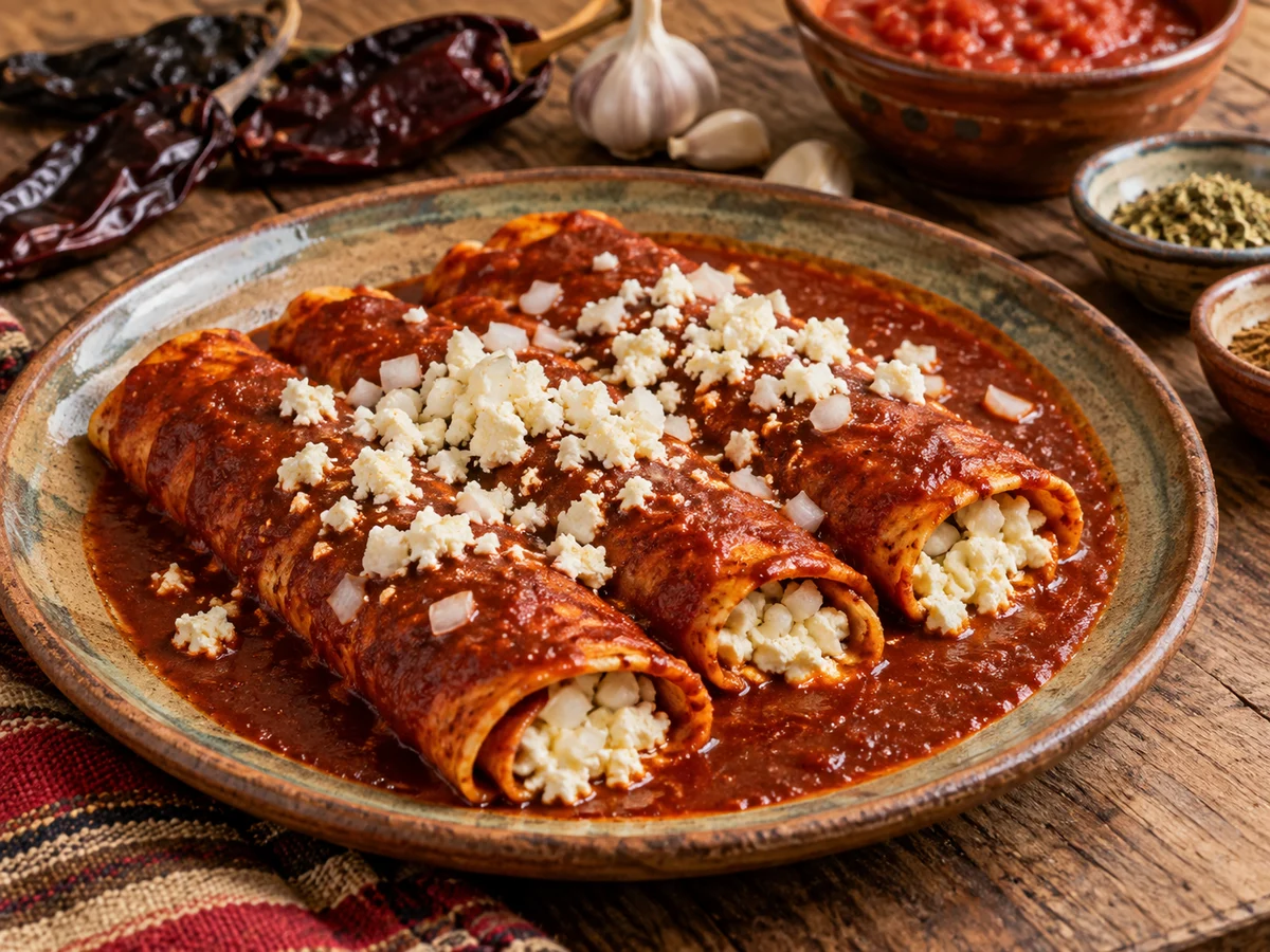 Enchiladas rojas, mexikanska rätt från Behnaz kök