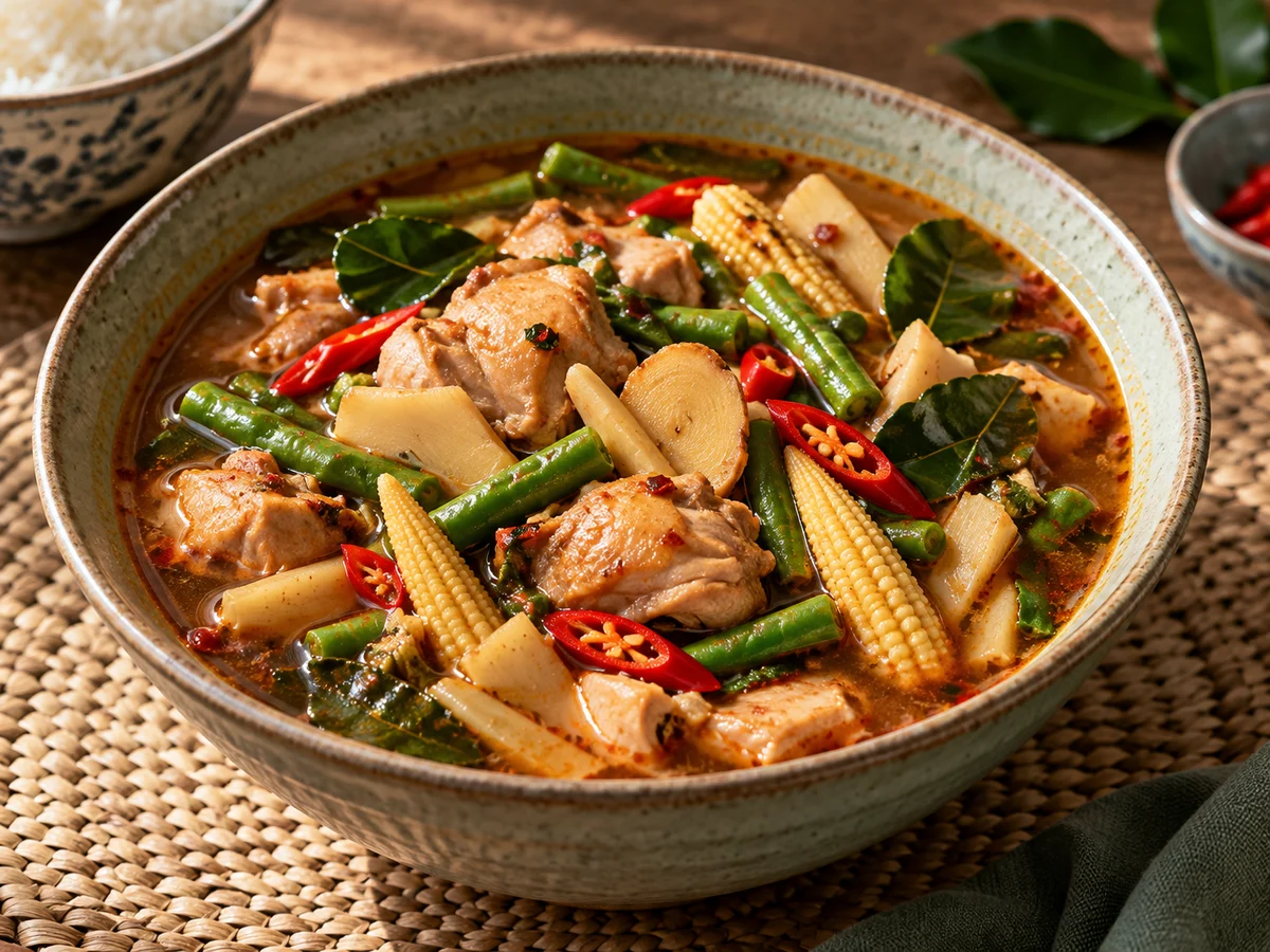 Djungelcurry (gaeng pa) med kyckling, thailändska rätt från Behnaz kök