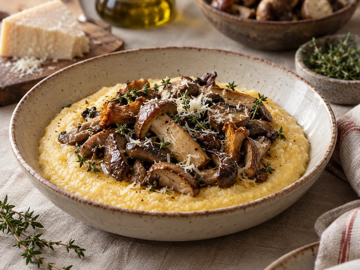 Polenta med svamp, italienska rätt från Behnaz kök